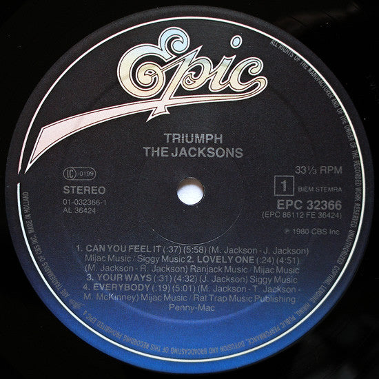 The Jacksons : Triumph (LP, Album, RP)