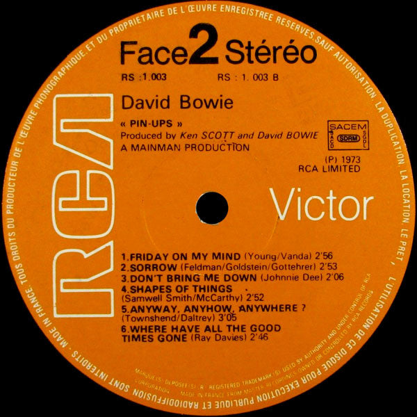 David Bowie - Pinups (LP, Album) - De Platen Aap – Vinylwinkel in Brielle & online webshop voor muziekliefhebbers