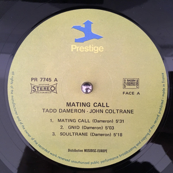 Tadd Dameron With John Coltrane, John Simmons, "Philly" Joe Jones : Mating Call (LP, Album, RE, RM)