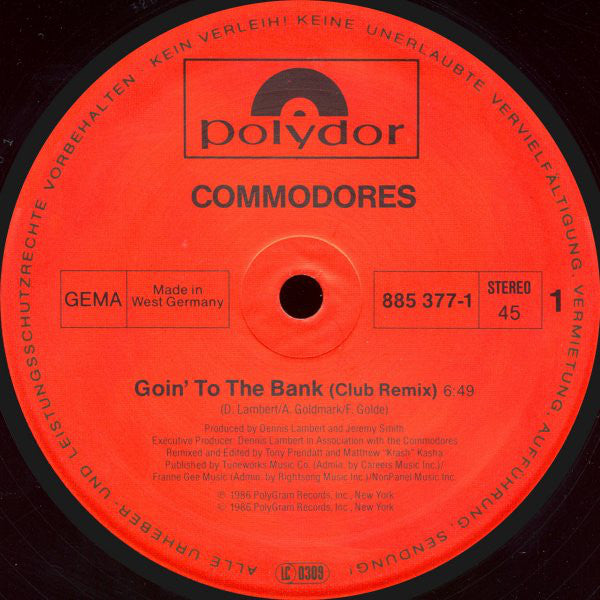 Commodores : Goin' To The Bank (12",45 RPM)
