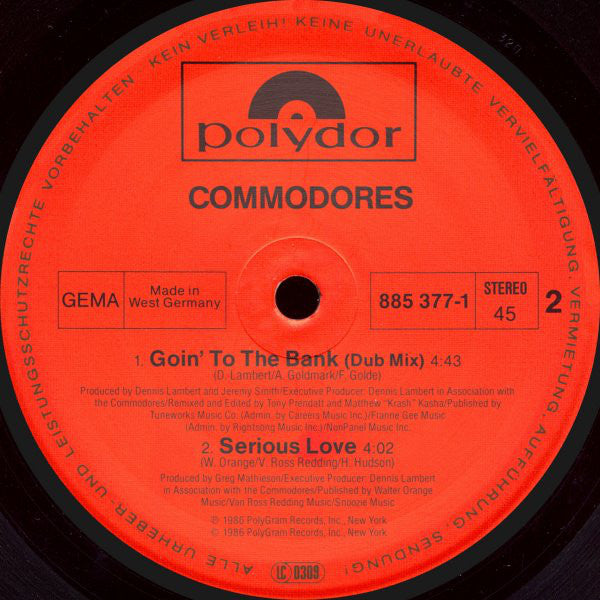 Commodores : Goin' To The Bank (12",45 RPM)
