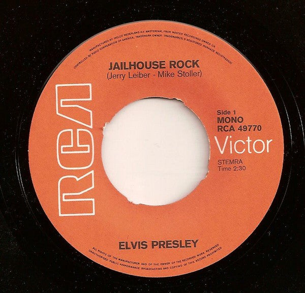 Elvis Presley : Jailhouse Rock (7", Single, Mono)