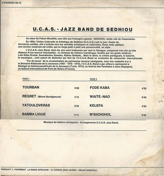 U.C.A.S. Band De Sedhiou : U.C.A.S. Band De Sedhiou (LP, Album)