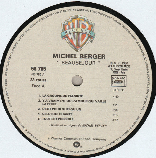 Michel Berger : Beauséjour (LP, Album, Gat)