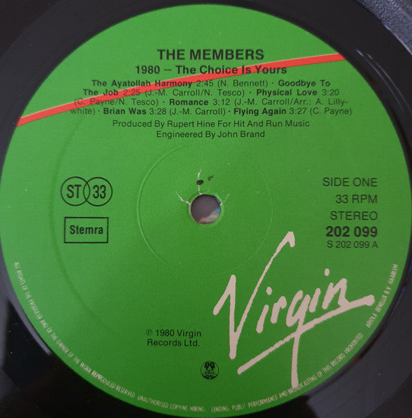 The Members : 1980 - The Choice Is Yours (LP, Album)