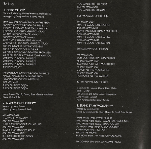 Lenny Kravitz : Mama Said (CD, Album, Club, CRC)