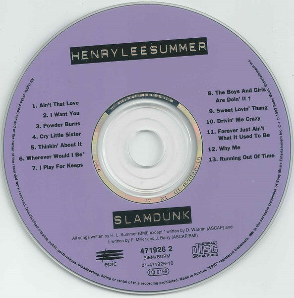 Henry Lee Summer - Slamdunk (CD, Album) - De Platen Aap – Vinylwinkel in Brielle & online webshop voor muziekliefhebbers
