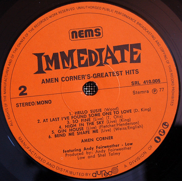 Amen Corner Featuring Andy Fairweather-Low : Greatest Hits (LP,Compilation)