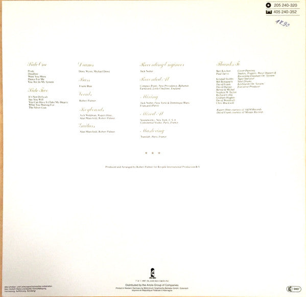 Robert Palmer : Pride (LP, Album)