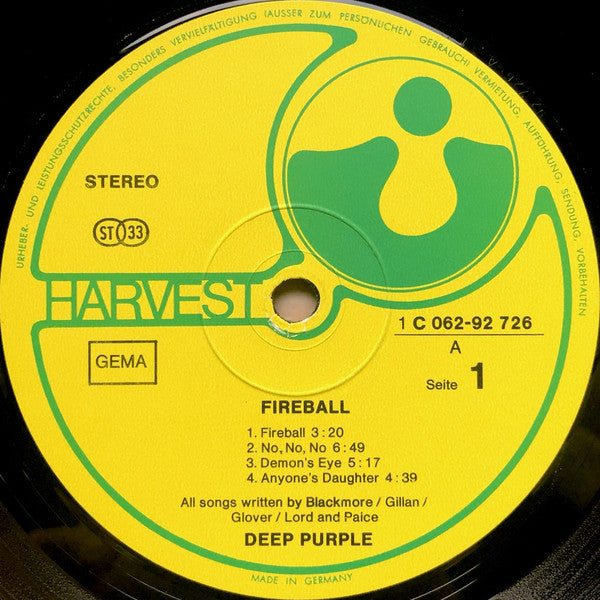 Deep Purple : Fireball (LP, Album, Gat)