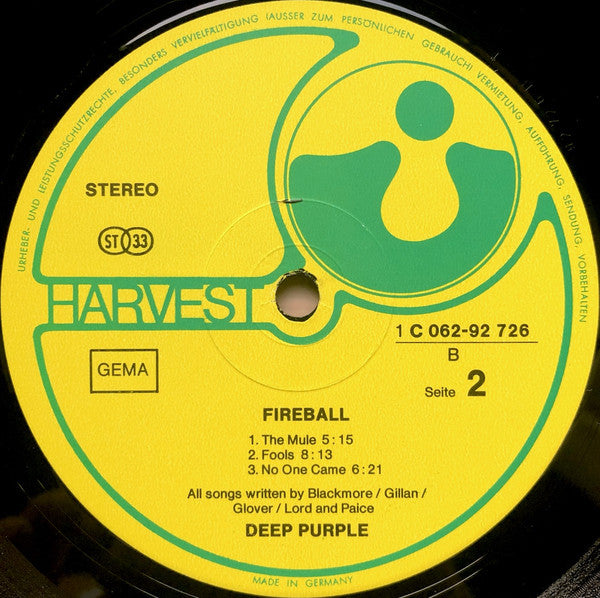 Deep Purple : Fireball (LP, Album, Gat)