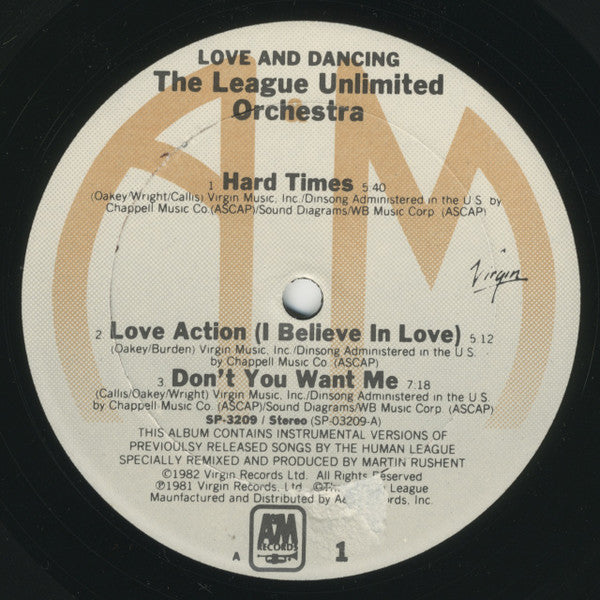 The League Unlimited Orchestra : Love And Dancing (LP, Album)