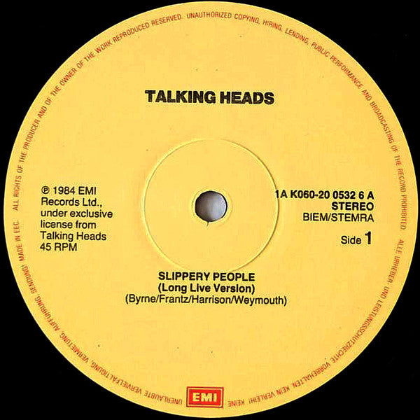 Talking Heads : Slippery People (12", Single)