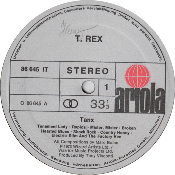 T. Rex : Tanx (LP, Album)