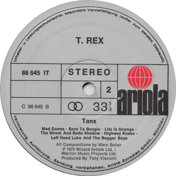 T. Rex : Tanx (LP, Album)