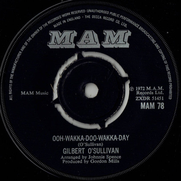 Gilbert O'Sullivan : Ooh-Wakka-Doo-Wakka-Day (7", Single)