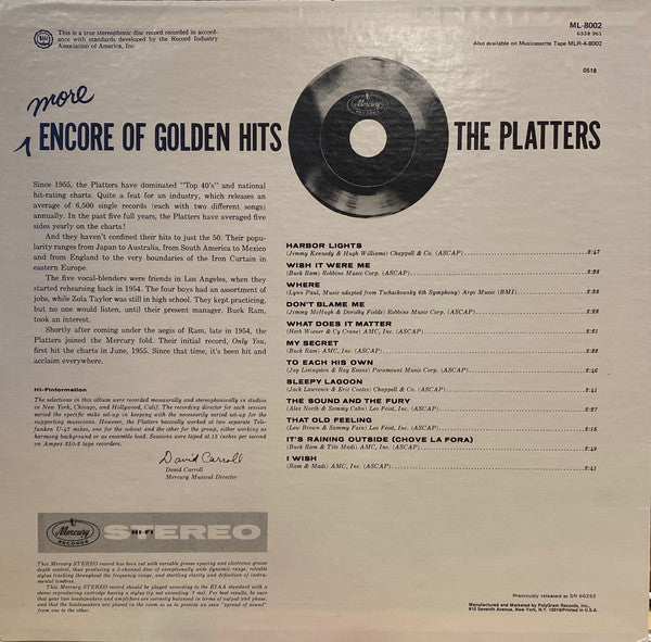 The Platters : More Encore Of Golden Hits (LP, Comp, RE)