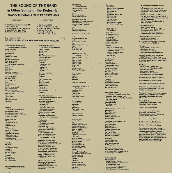 David Thomas And The Pedestrians : The Sound Of The Sand And Other Songs Of The Pedestrian (LP, Album)