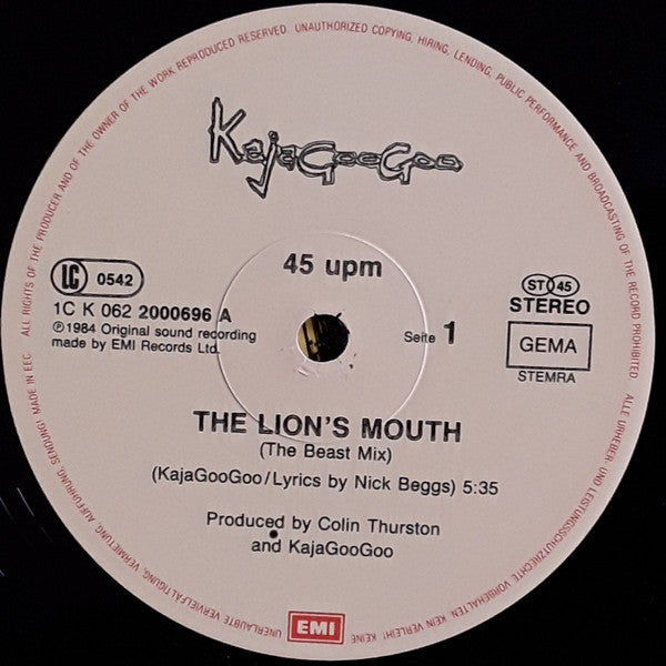 Kajagoogoo : The Lion's Mouth (The Beast Mix) (12", Maxi)