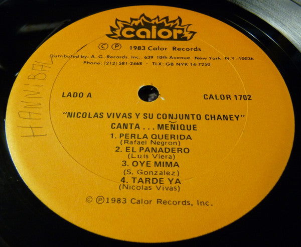Nicolás Vivas* Y Su Conjunto Chaney : Canta... Meñique (LP, Album)
