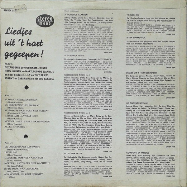 Various : Liedjes Uit 't Hart Gegrepen! (LP,Compilation,Stereo)