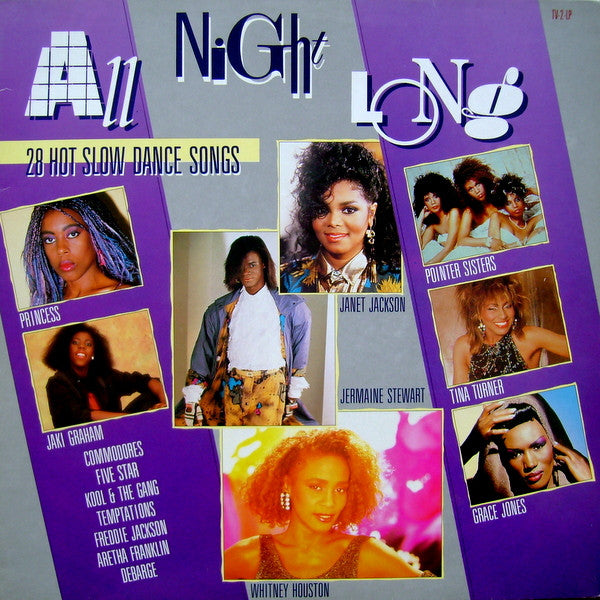 Various : All Night Long - 28 Hot Slow Dance Songs (2xLP, Comp, Gat)