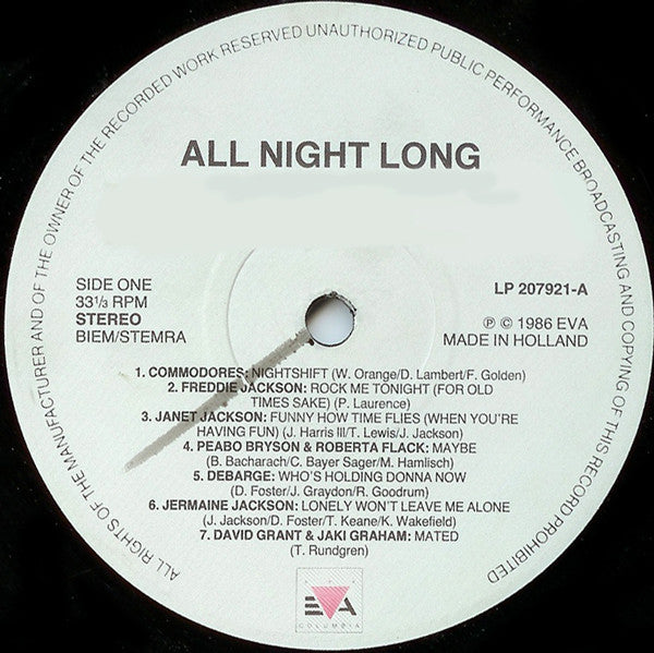 Various : All Night Long - 28 Hot Slow Dance Songs (2xLP, Comp, Gat)
