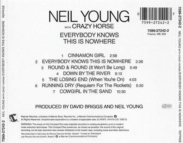 Neil Young With Crazy Horse : Everybody Knows This Is Nowhere (CD, Album, RE)