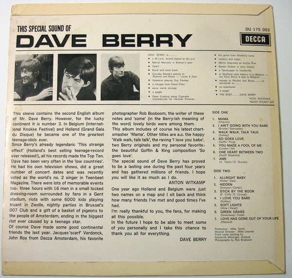 Dave Berry : This Special Sound Of (LP, Mono)