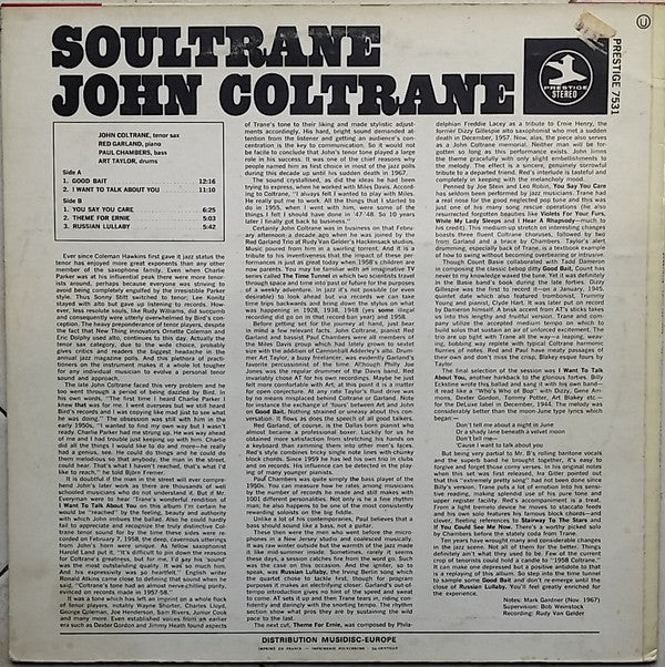 John Coltrane : Soultrane (LP, Album, RE)