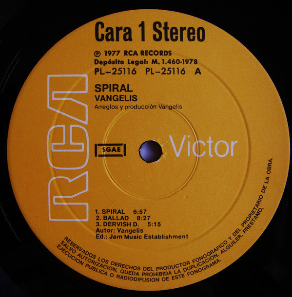 Vangelis : Spiral (LP, Album, RE)