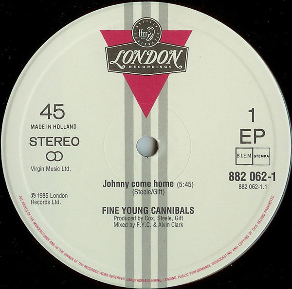 Fine Young Cannibals : Johnny Come Home (12", EP)