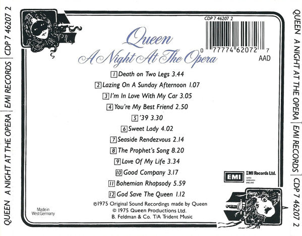 Queen - A Night At The Opera (CD, Album, RE, Son) - De Platen Aap – Vinylwinkel in Brielle & online webshop voor muziekliefhebbers