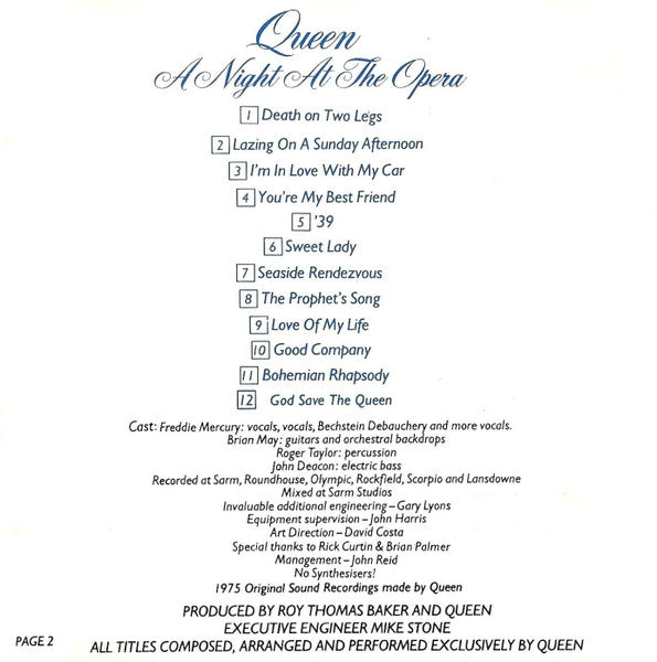 Queen - A Night At The Opera (CD, Album, RE, Son) - De Platen Aap – Vinylwinkel in Brielle & online webshop voor muziekliefhebbers