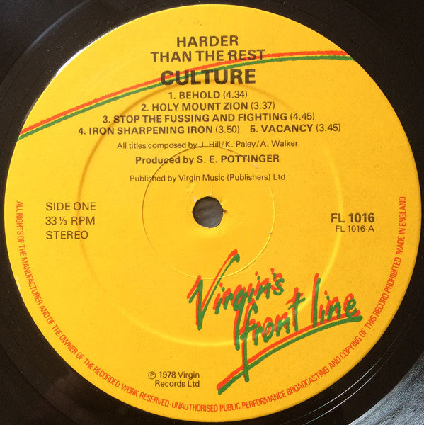 Culture : Harder Than The Rest (LP, Album)