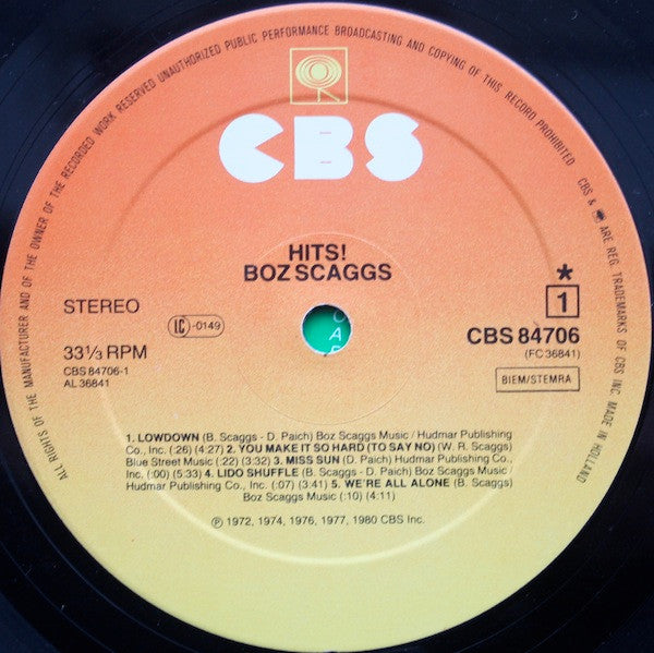 Boz Scaggs : Hits! (LP, Comp)