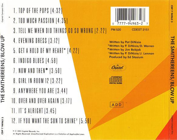 The Smithereens - Blow Up (CD, Album) - De Platen Aap – Vinylwinkel in Brielle & online webshop voor muziekliefhebbers
