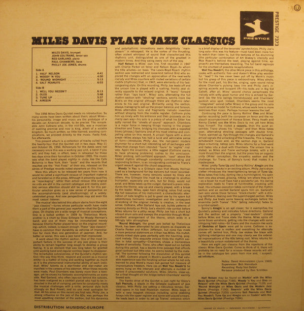 Miles Davis : Miles Plays Jazz Classics (LP, Comp, RM)