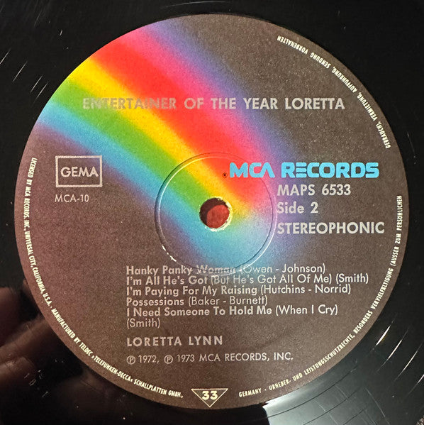 Loretta Lynn : Entertainer Of The Year - Loretta (LP, Album)