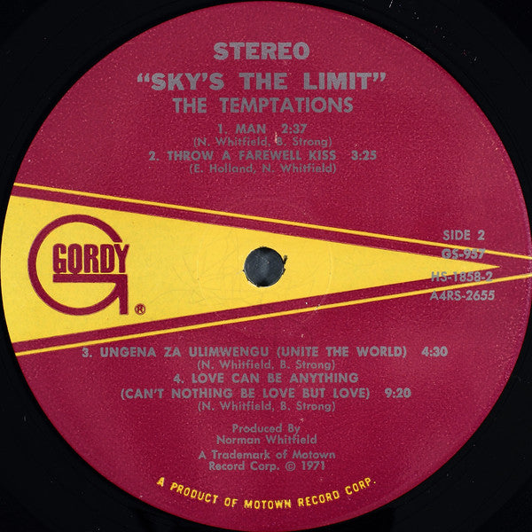 The Temptations : Sky's The Limit (LP, Album, Hol)