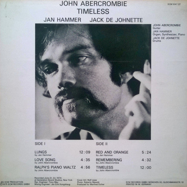 John Abercrombie, Jan Hammer, Jack De Johnette* : Timeless (LP, Album)