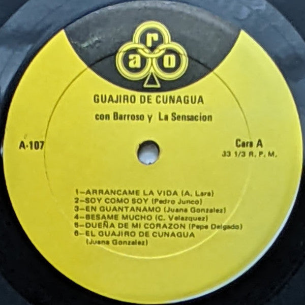 Barroso* Y La Sensación* : Guajiro De Cunagua (LP, Album, RE)