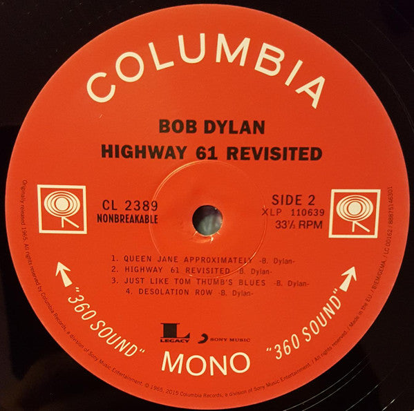 Bob Dylan : Highway 61 Revisited (LP,Album,Reissue,Mono)