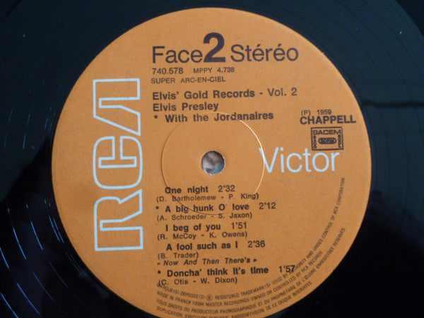 Elvis Presley : Elvis' Gold Records, Vol. 2 (LP,Compilation,Stereo)