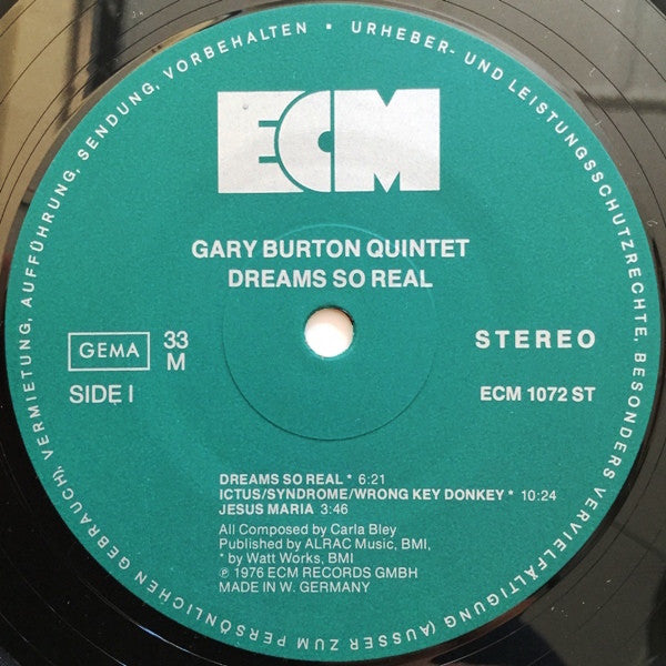 Gary Burton Quintet : Dreams So Real - Music Of Carla Bley (LP, Album)
