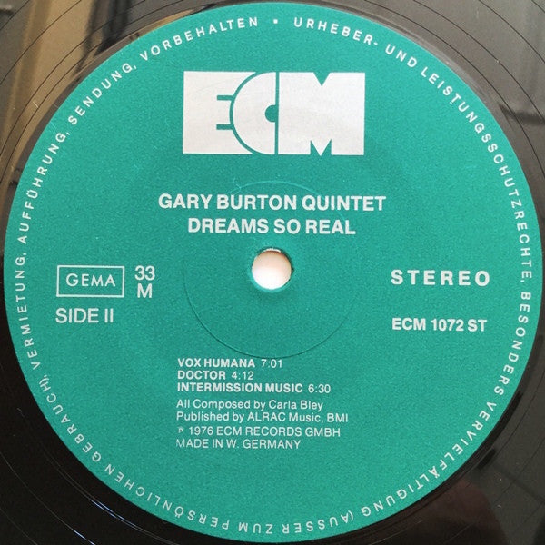 Gary Burton Quintet : Dreams So Real - Music Of Carla Bley (LP, Album)