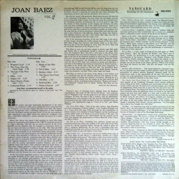 Joan Baez : Joan Baez Vol. 2 (LP, Album, Mono, RE)