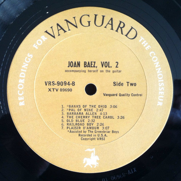 Joan Baez : Joan Baez Vol. 2 (LP, Album, Mono, RE)
