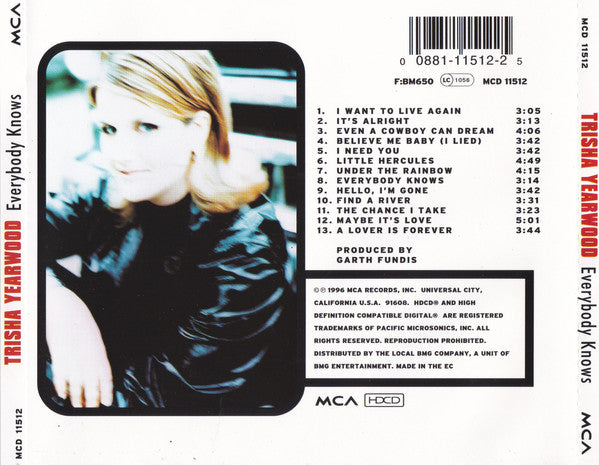 Trisha Yearwood - Everybody Knows (HDCD, Album) - De Platen Aap – Vinylwinkel in Brielle & online webshop voor muziekliefhebbers