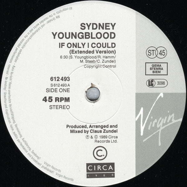 Sydney Youngblood : If Only I Could (12",45 RPM,Single,Stereo)